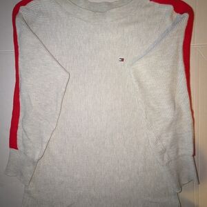 Tommy Hilfiger Light Gray Sweater with Red Stripe